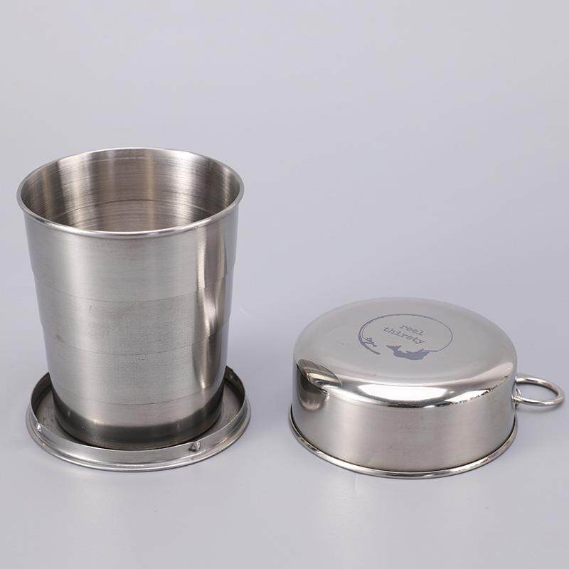 不锈钢折叠伸缩杯户外旅行便携小酒杯礼品水杯金属酒杯