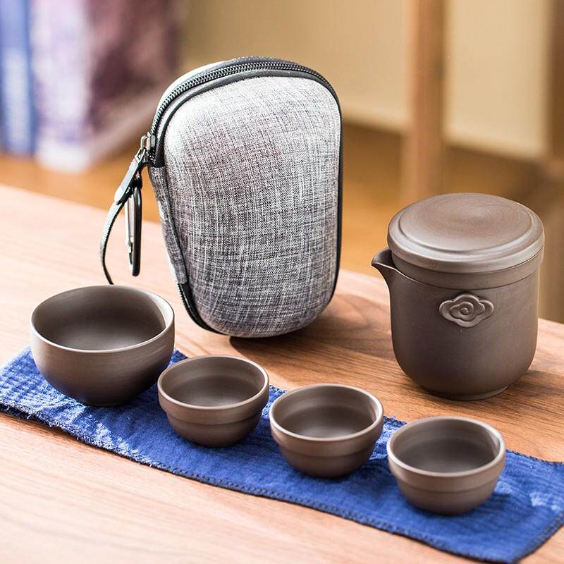紫砂旅行茶具套装便携式快客杯户外休闲泡茶杯茶壶车载伴手礼品