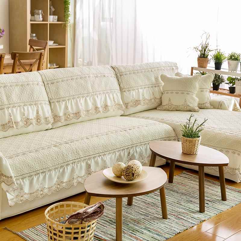 正品垫水定洗全棉刺绣沙发纯棉布艺简约现代盖贵妃沙发套罩巾制坐