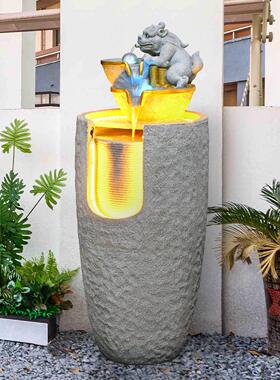 貔貅招财流水摆件循环水客厅玄关风水轮时来运转庭院落地水缸造景