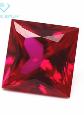 正方形直角车花培育红宝石裸石 公主方实验室培植再生长Ruby红宝