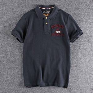 代购香港潮男夏季美式时尚珠地棉修身T恤刺绣字母男士polo衫短袖