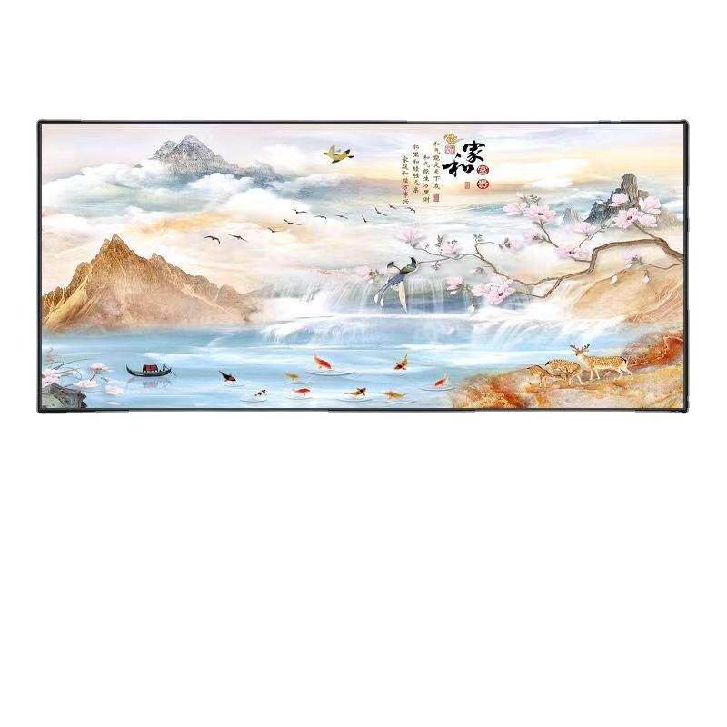 新中式客厅装饰画沙发背景后墙挂画山水画有框国画家和万事兴壁画