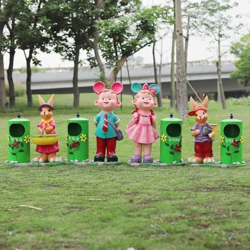 户外卡通雕塑创意垃圾桶玻璃钢园林景观房产小区景区装饰垃圾桶