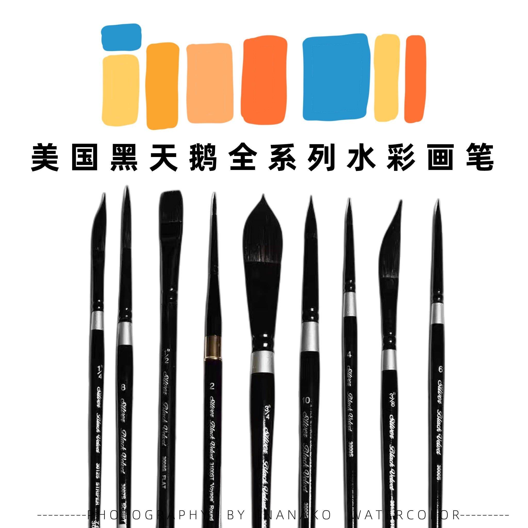 美国黑天鹅水彩笔3000S松鼠毛圆头水彩笔绘画旅行笔动物毛笔新手