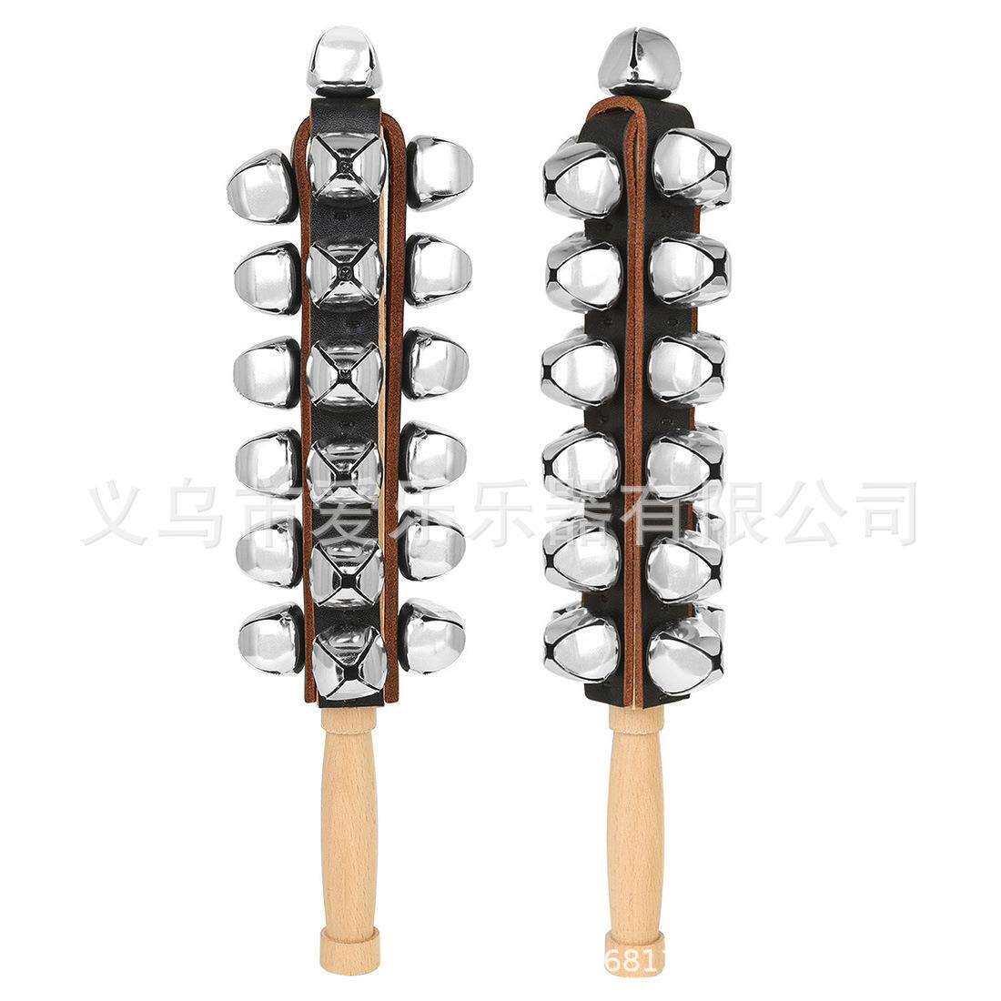 乐团打击乐器25音棒铃一对装榉木手柄串铃专业手摇铃棒25铃雪橇铃