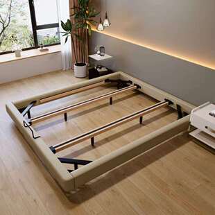 全实木床榉木排骨架床无床头风浮小XMC78941户型家居轻奢奶悬油齐