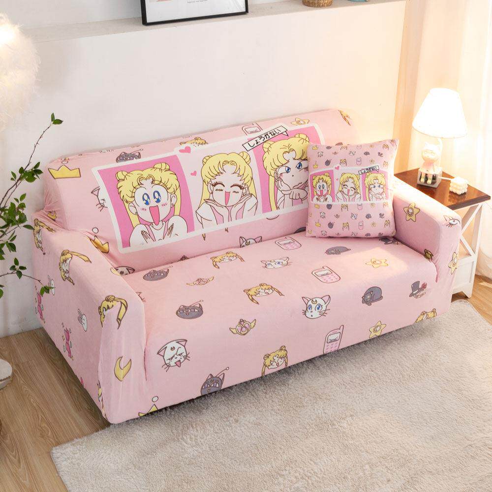 少女心可爱卡通弹力沙发罩全包少女风沙发套布艺沙发巾单人双人盖