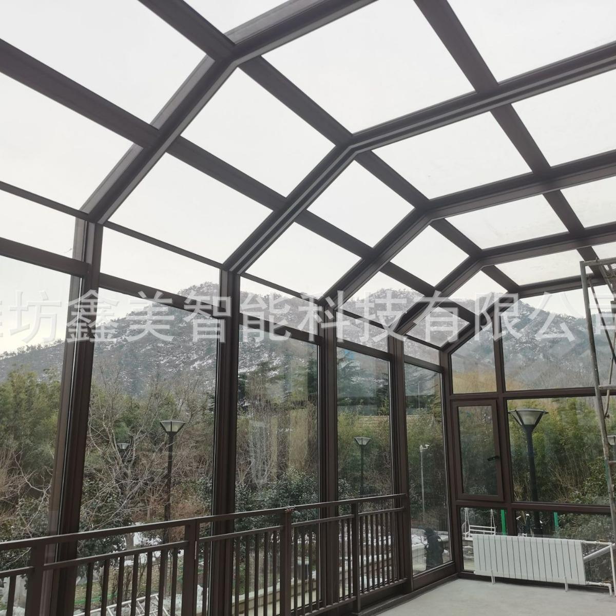 别墅一楼院子智能可伸缩移动阳光房电动控制加厚型材厂家全国安装