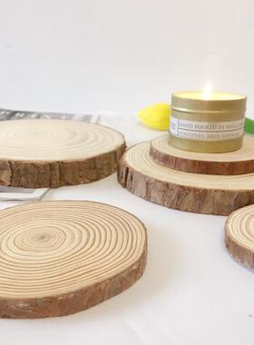 复古天然原木年轮杯垫木片简约民宿装饰香薰蜡烛垫子摆件拍照道具