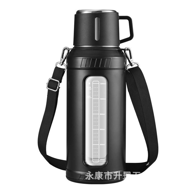 塑玻大容量玻璃水杯 便携耐高温刻度泡茶杯 户外高硼硅水樽2000ml