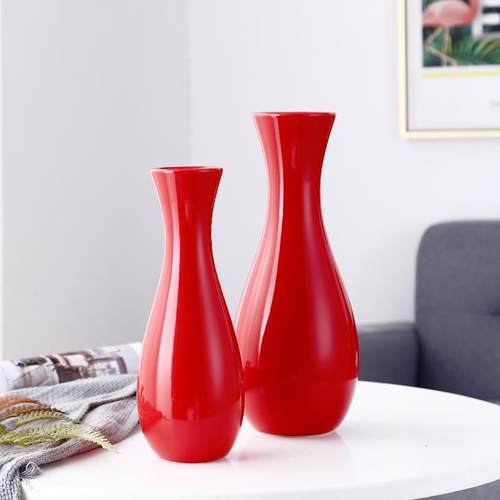 天悦先约红色瓷花SUI瓶陶婚礼喜庆结婚装简饰花器台新房乔迁玄关