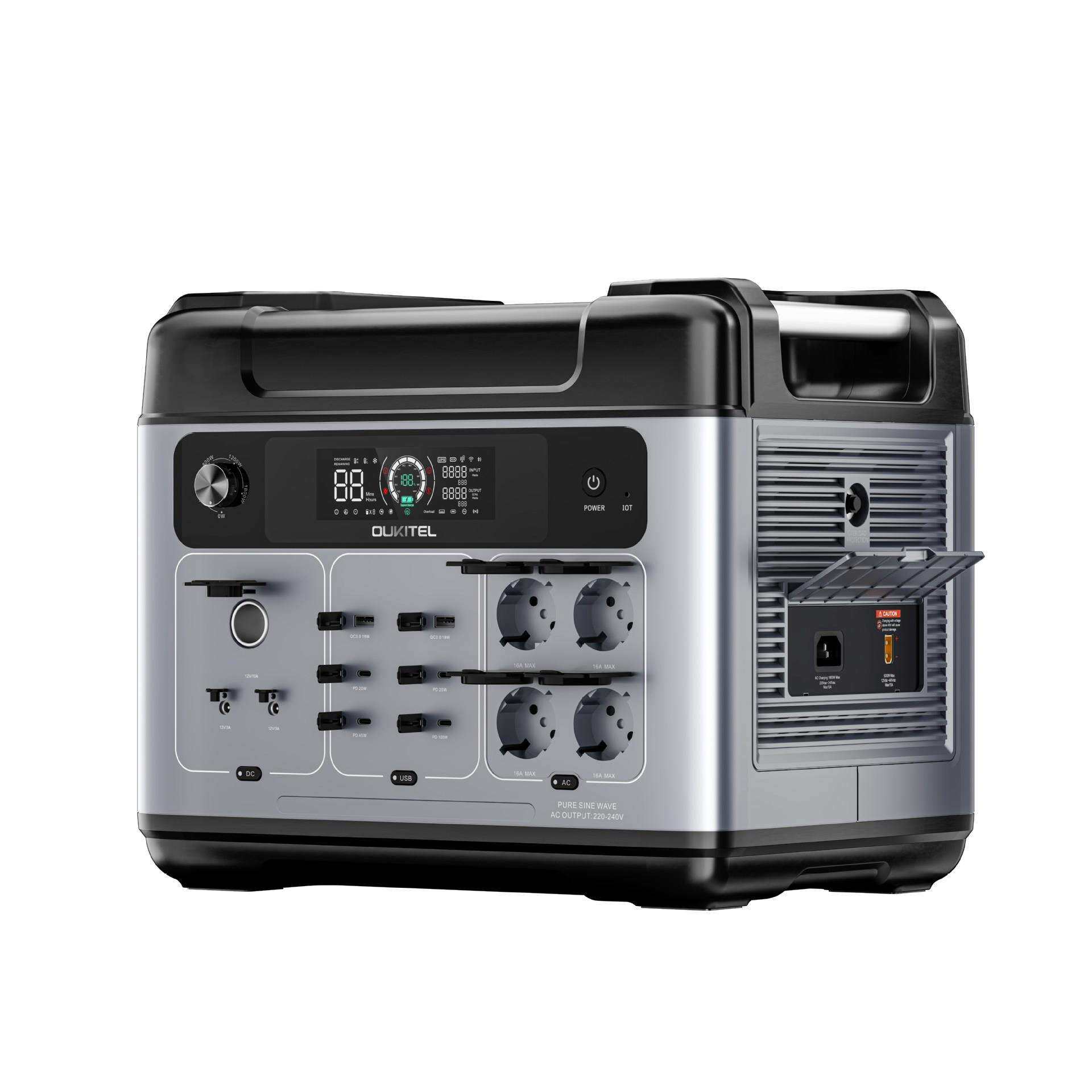 外贸便携式储能电源2400W2度电太阳能露营户外移动高功率电池
