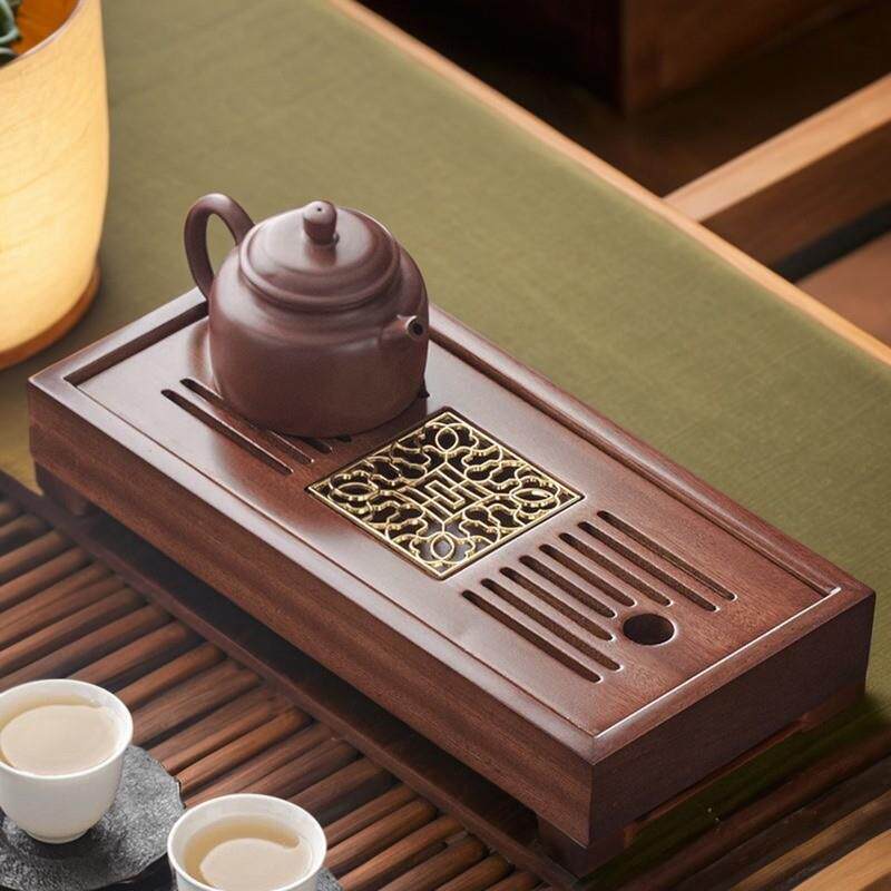 小号花梨木实木茶盘家用办公小型一体储排两用喝茶泡茶茶台茶海托