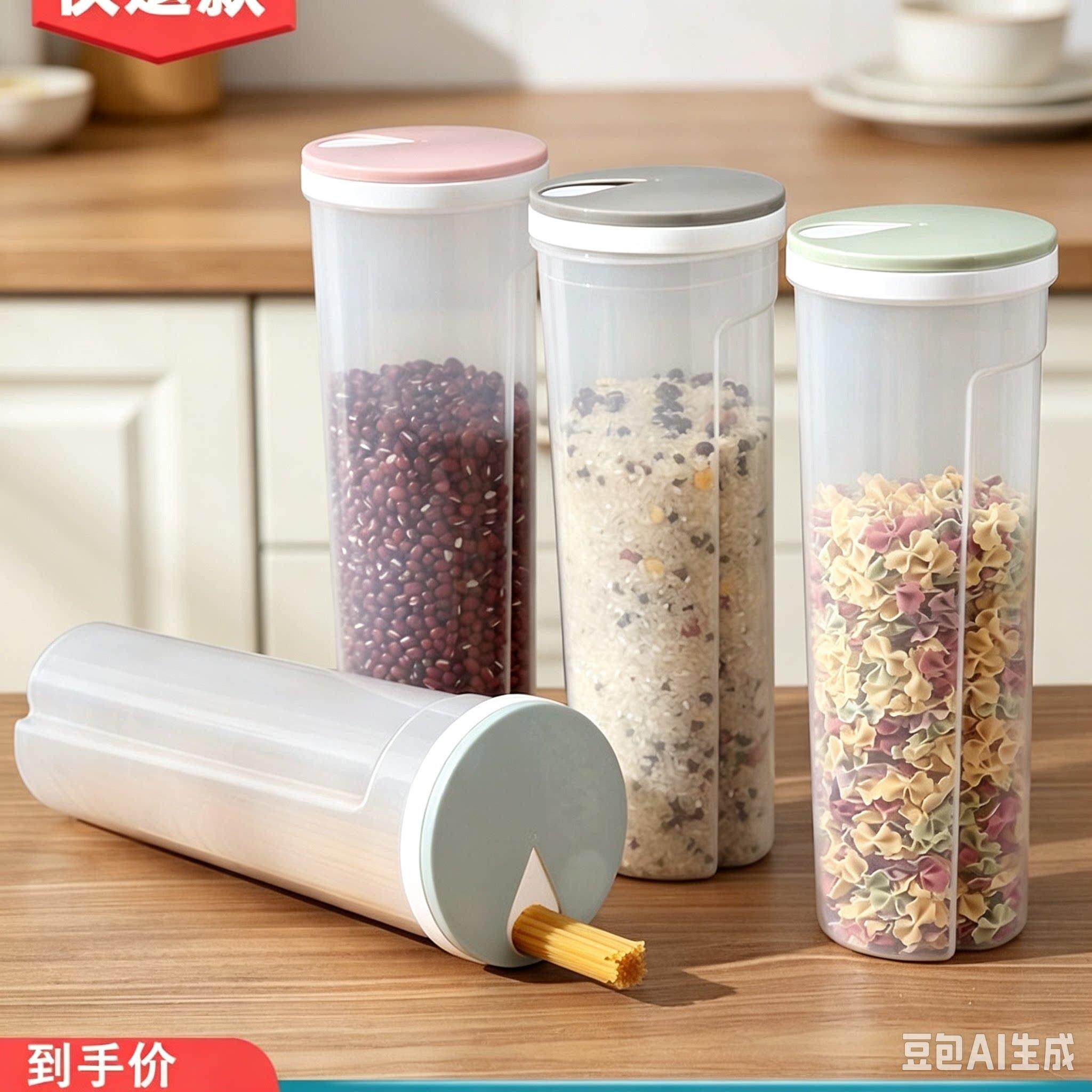 挂面收纳盒厨房密封防虫防潮定量圆形面条桶挂面盒罐杂粮储存罐YY