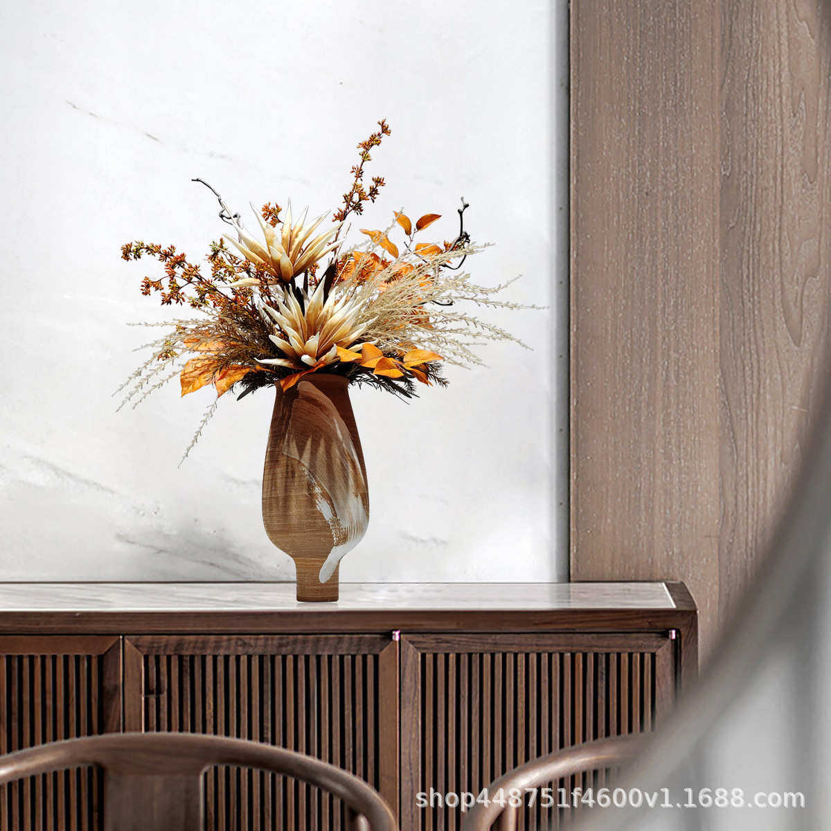 新中式餐桌摆花样板房茶室角几假花摆设饭店家具桌面仿真花艺摆件,鲜花速递/花卉仿真/绿植园艺,仿真绿植,淘宝优惠券,粉丝福利购,淘宝优惠卷