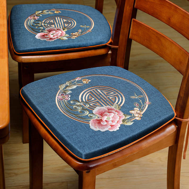 实木餐桌椅坐垫新中式红木椅子垫新中式马蹄垫餐椅垫梯形茶椅垫座