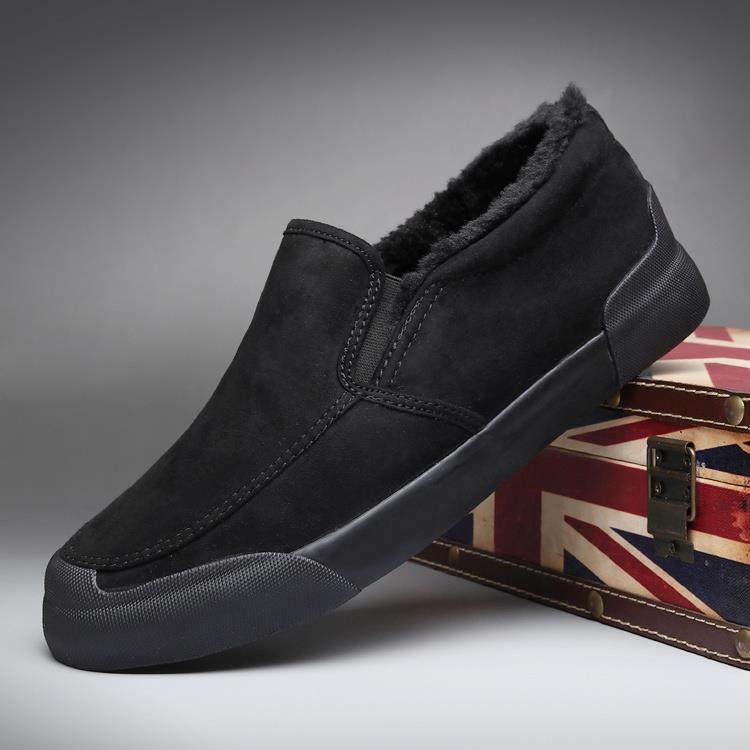 正品老京布鞋男鞋冬季雪加绒保暖绒面二棉鞋男套脚潮北尚流时加厚