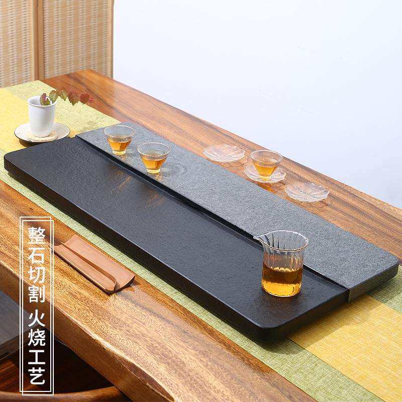 然整块石乌金石茶盘天小号家用简约头头茶台临江碧（日式排水泡茶
