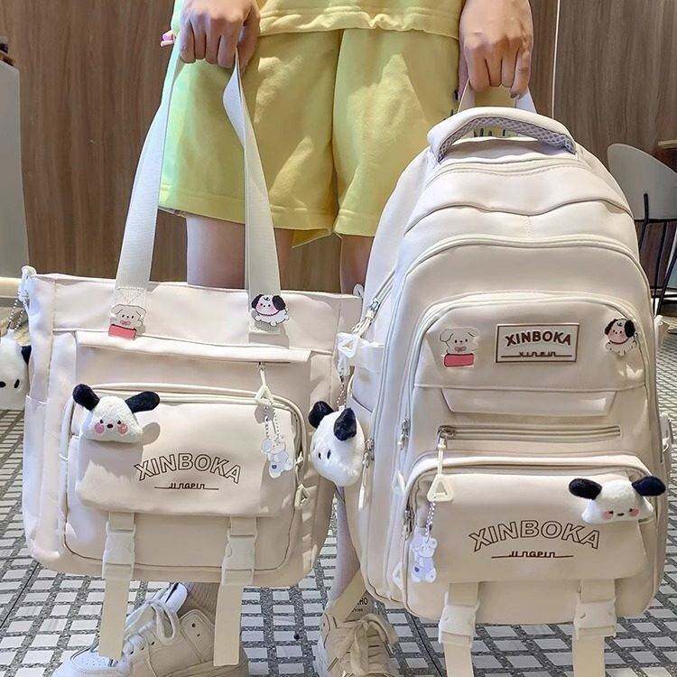 日本MUJIE书包女生小学生女孩初中生补习袋揹包高中大学生