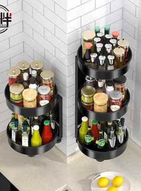可旋转厨房调酱料置架台多功能油盐醋调味物品面收纳用品收纳BP系