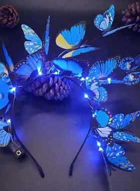 亚马逊发光发箍圣诞节蝴蝶头箍演唱会头饰景区夜市旅游景货源