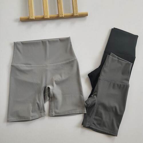 No awkward lines, high waisted fitness shorts, yoga