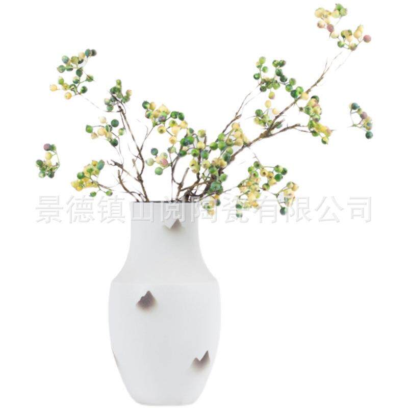 景德镇陶瓷花瓶摆件客厅插花素烧手绘瓷瓶中式家居装饰品瓷器瓶子