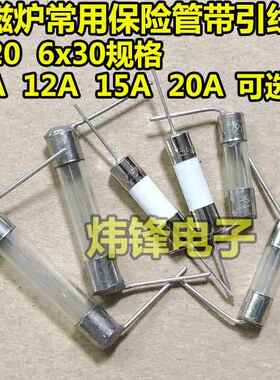 陶瓷玻璃保险管带引线脚电磁炉常用5x20 6x30mm F10A12A15A20A30A
