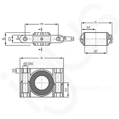 igus德国进口易格斯法兰轴承KSTM-GT拼合式塑料轴承座关节轴承