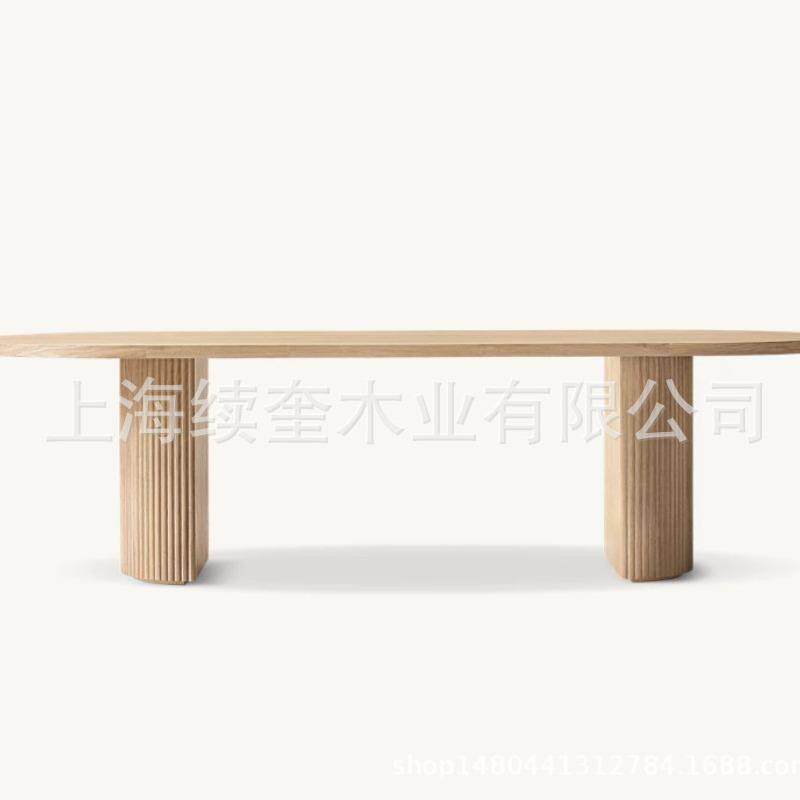 RH简约实木复古长方形桌餐桌椅组合家用餐厅家具亚马逊出口工厂