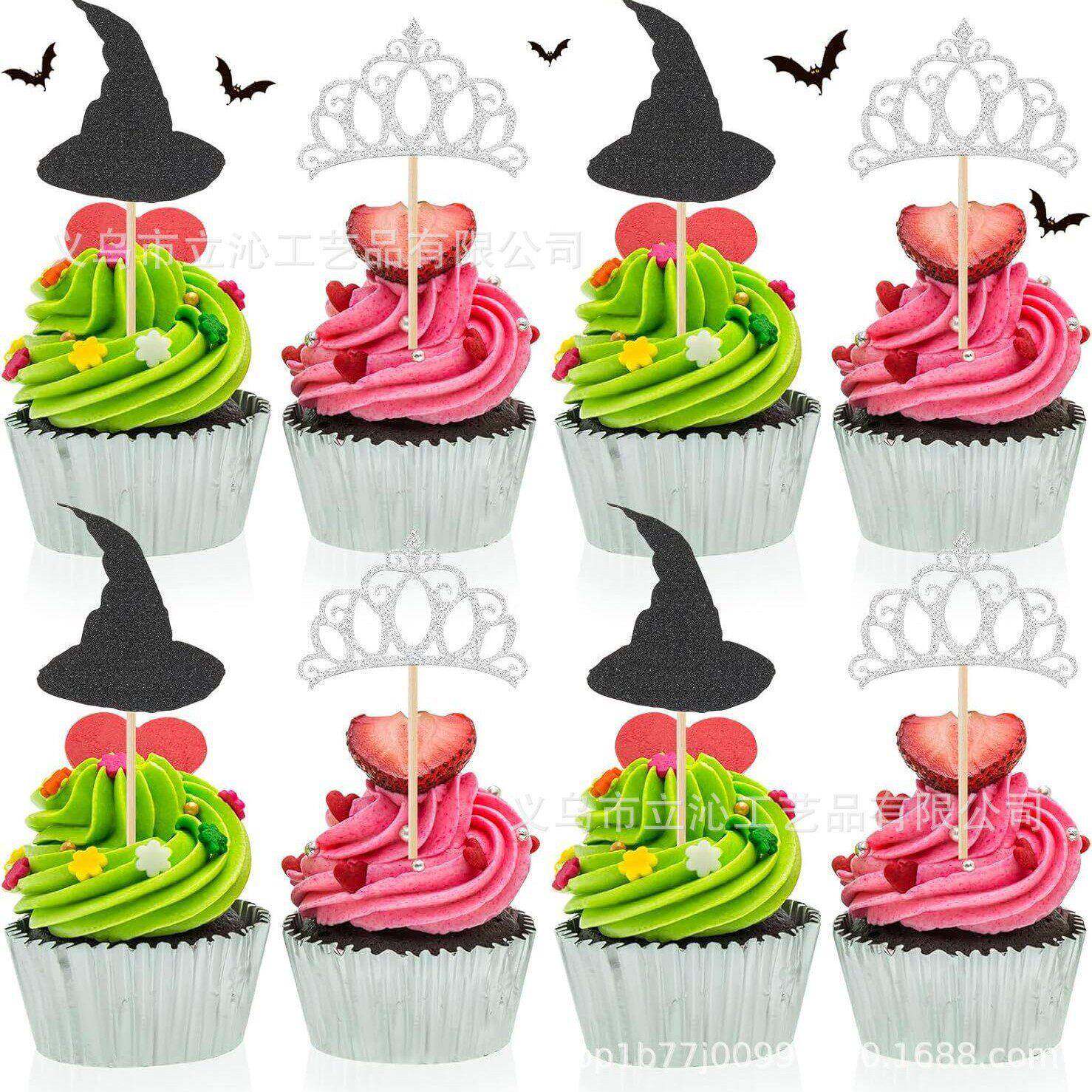 女巫帽子装饰生日派对聚会蛋糕插生日派对主题甜品纸杯蛋糕用品