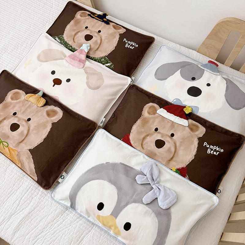 100支全棉磨毛儿童枕套 可爱狗狗幼儿园纯棉磨绒保暖枕头套枕皮