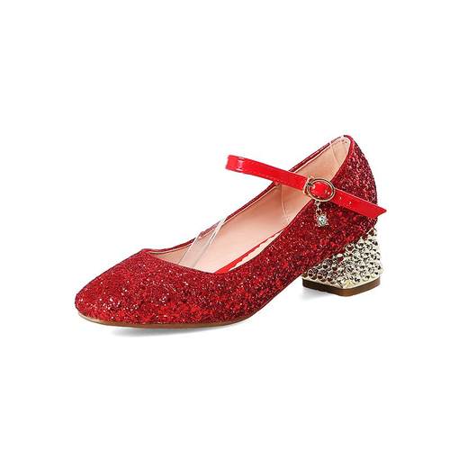 正品高春秋女童鞋小女孩走秀单鞋儿出童礼服公主水跟晶鞋表演学生