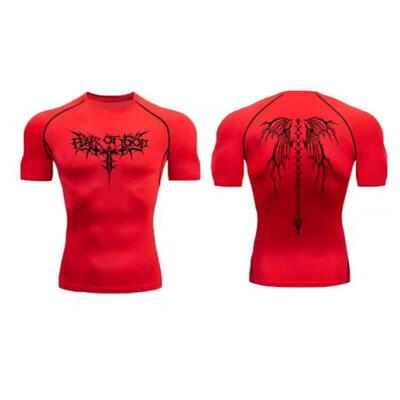 Mens Compression Shirt Anime Print Gym Sport Quick Dry Gym