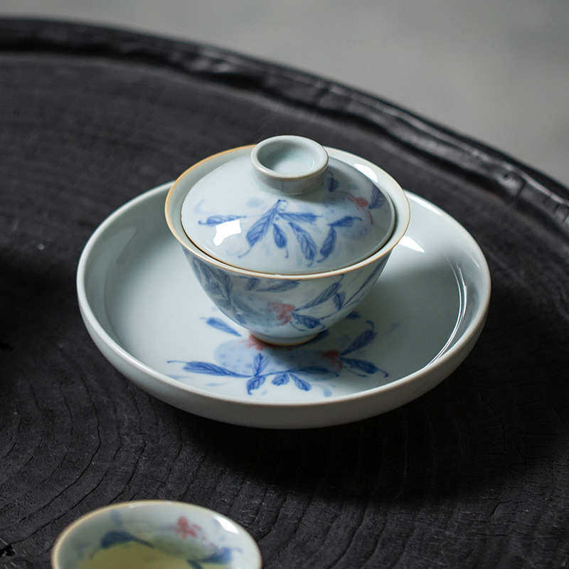 仿古手绘青花幽梦石榴壶承干泡台 功夫茶具家用盖碗托盘茶道配件,餐饮具,茶具礼盒,淘宝优惠券,粉丝福利购,淘宝优惠卷