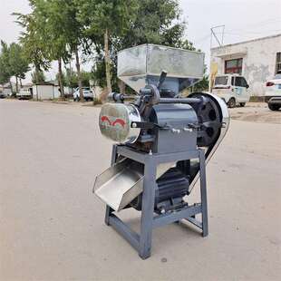 高粱燕麦电动压扁机花生黄豆粮食挤扁机拉丝对辊压扁机