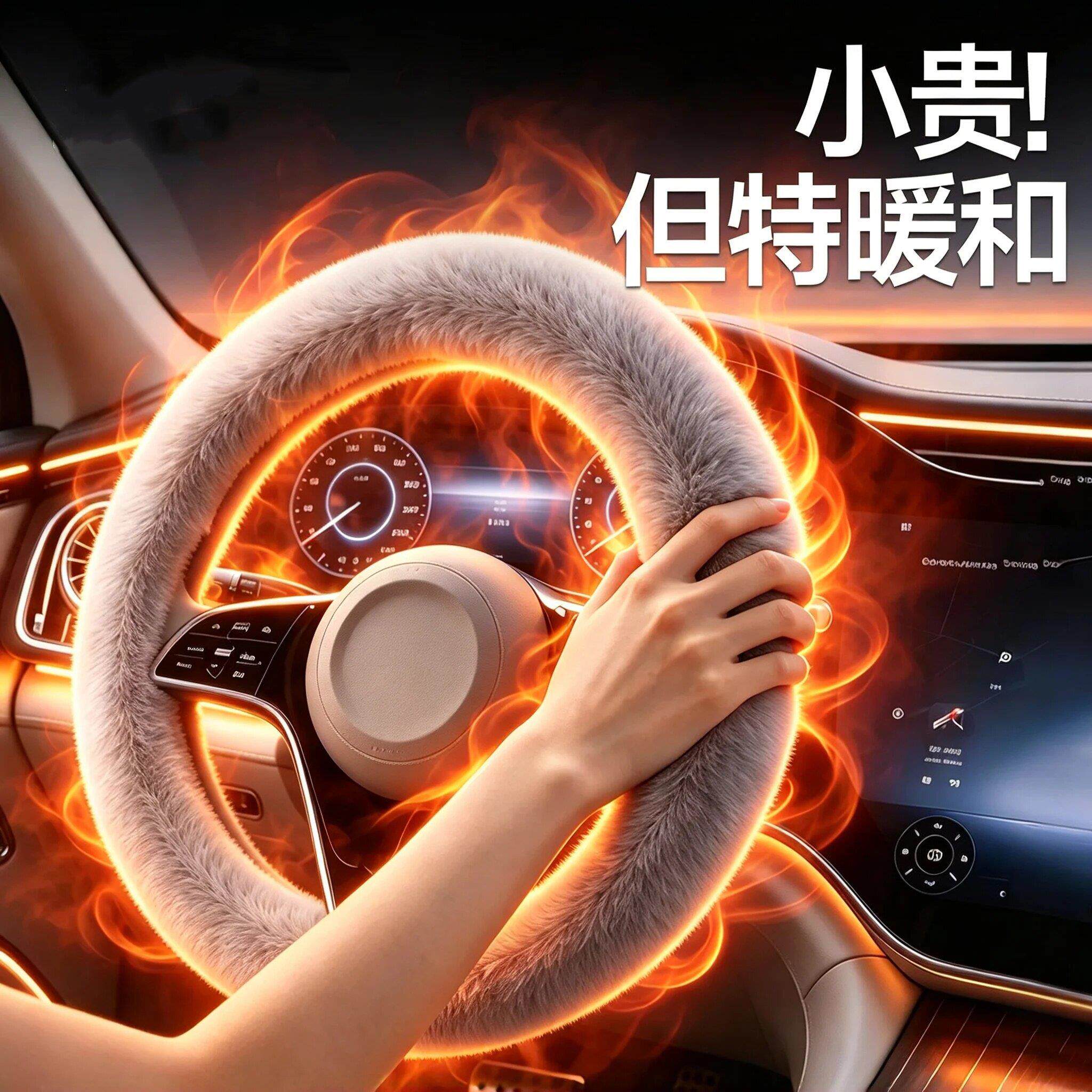 2026新款汽车方向盘套冬季毛绒d型保护套适用大众车把套通用防滑