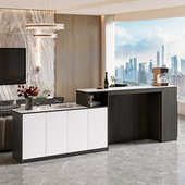 轻奢吧台桌沙发靠背柜家用客厅岩板小户型中岛餐桌实木隔断柜一体