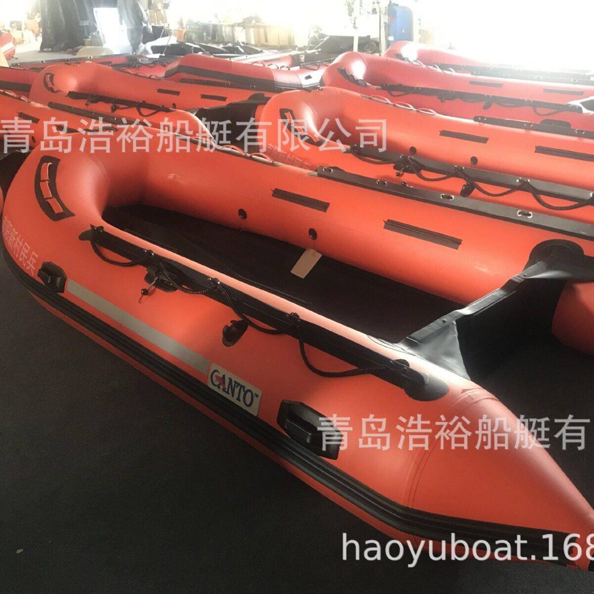 青岛浩裕工厂3.8米6人铝合金冲锋舟橡皮艇皮划艇钓鱼船漂流艇