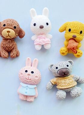 20Pcs Mixed Mini Cute Cartoon Animals Flat Back Resin Caboc