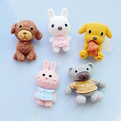 20Pcs Mixed Mini Cute Cartoon Animals Flat Back Resin Caboc