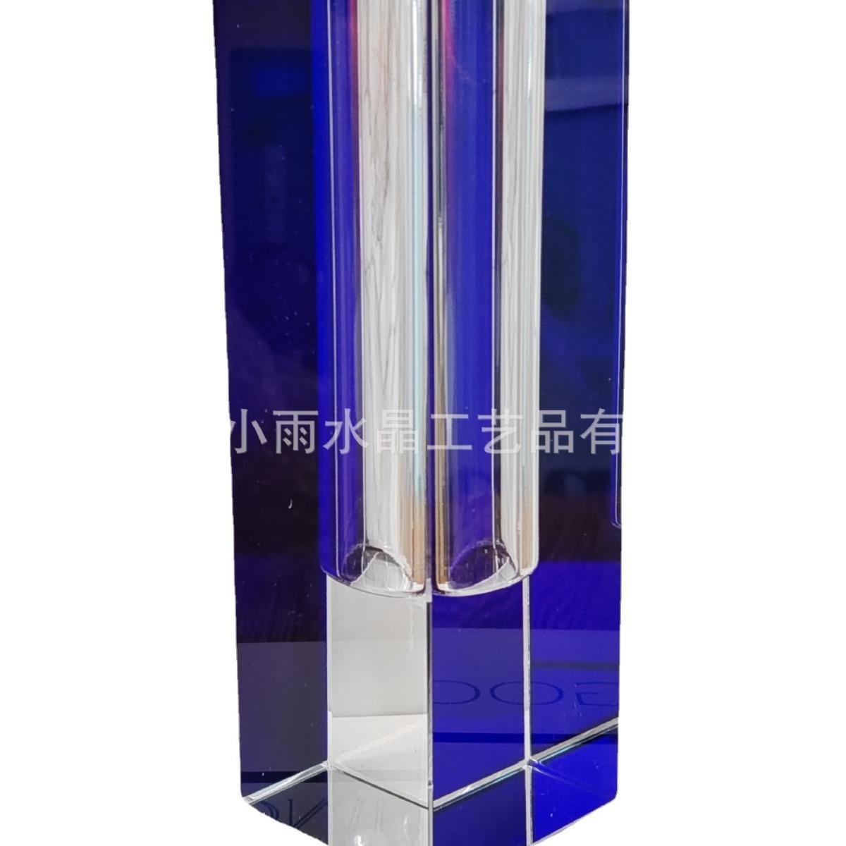 简约现代轻奢蓝色层叠水晶花器摆件售楼处样板房间茶几餐桌插花瓶