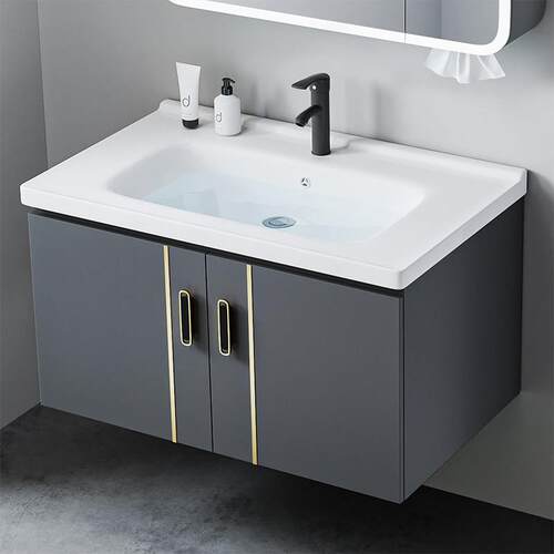 太空铝挂墙式洗手盆柜组合小户型洗脸池陶瓷一体家用卫生间洗漱台