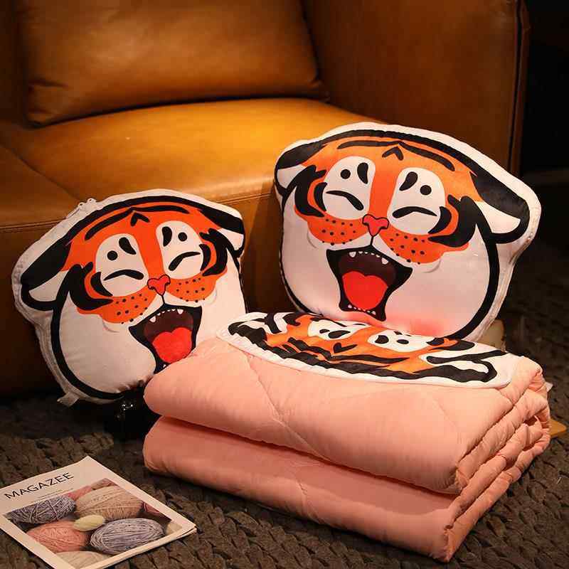 可爱老虎抱枕被子两用二合一车载汽车折叠午睡枕头办公室夏季靠枕