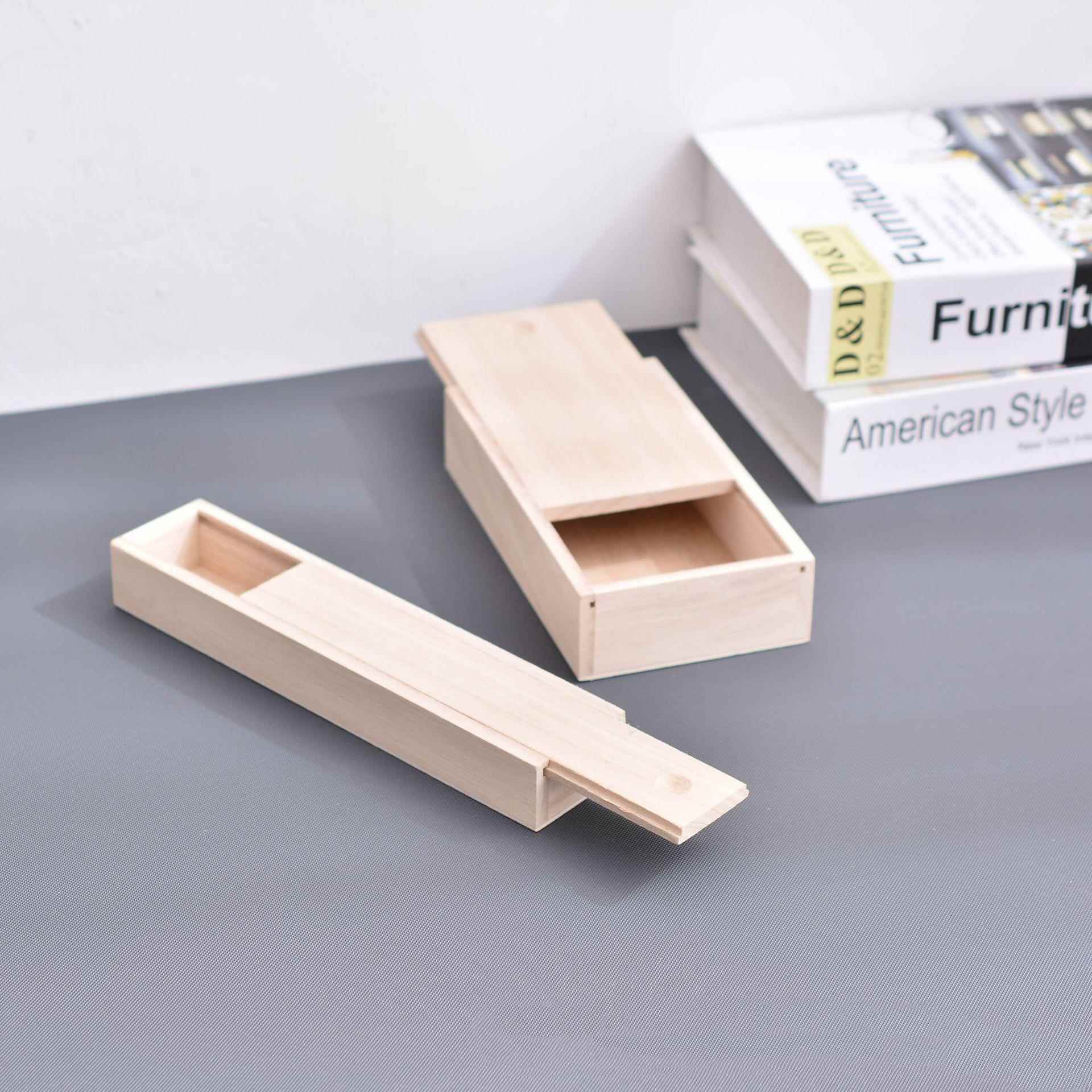 简约实木抽拉盖收纳木盒长方形线香盒多用途首饰礼品包装木盒