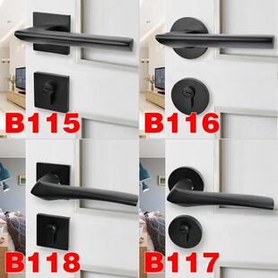 现代简约室内门锁7255静音磁吸卧室房门锁简约黑色分体锁木门锁