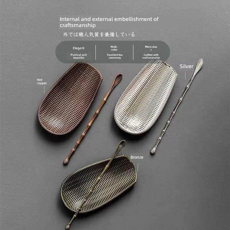 茶荷茶道配件创意编织茶匙茶则茶拨三件套茶勺合金材质功夫茶配,餐饮具,茶匙,淘宝优惠券,粉丝福利购,淘宝优惠卷