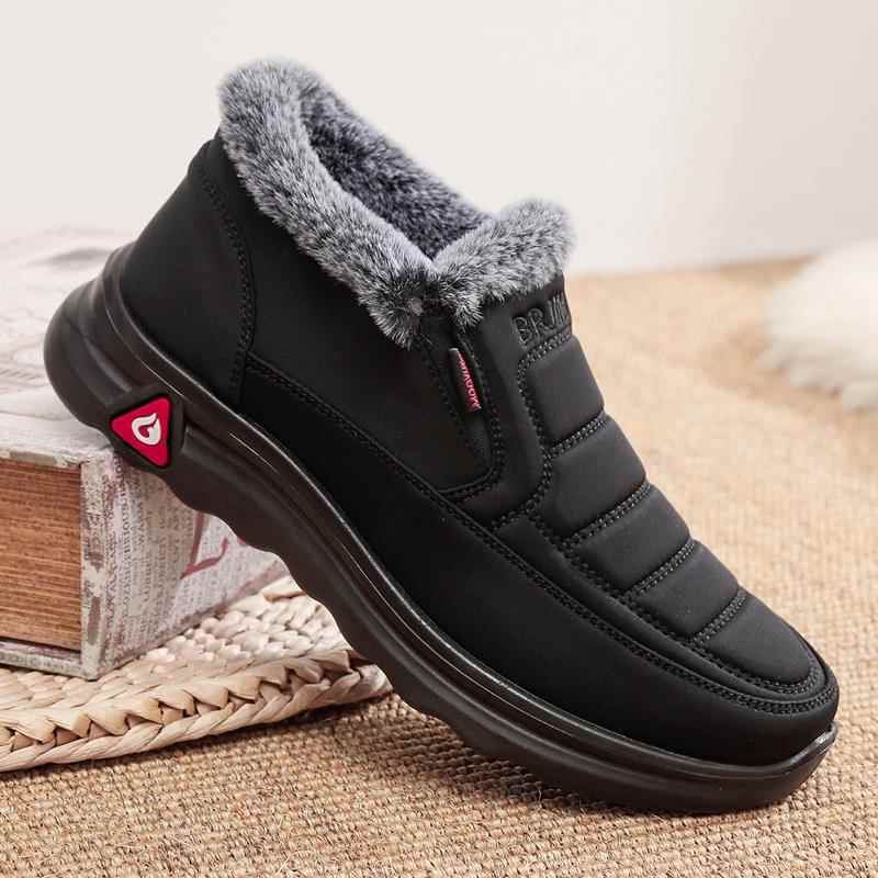 高档冬季绒老北京布鞋男棉鞋加加厚保暖滑中老防水老人爷爷爸年防