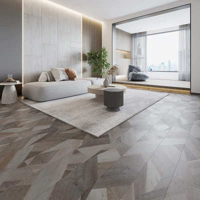 鱼骨拼人字拼个性SPC锁扣石塑地板石晶pvc卡扣式防水家用客厅翻新